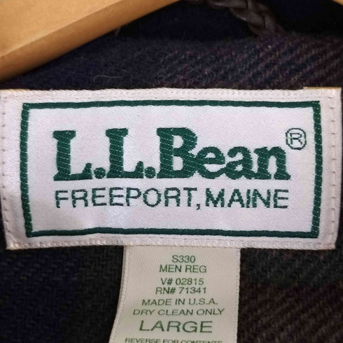 エルエルビーン L.L.Bean 80S USA製 Thinsulate 裏地チェック レザー切替 ウールコート メンズ import:L
